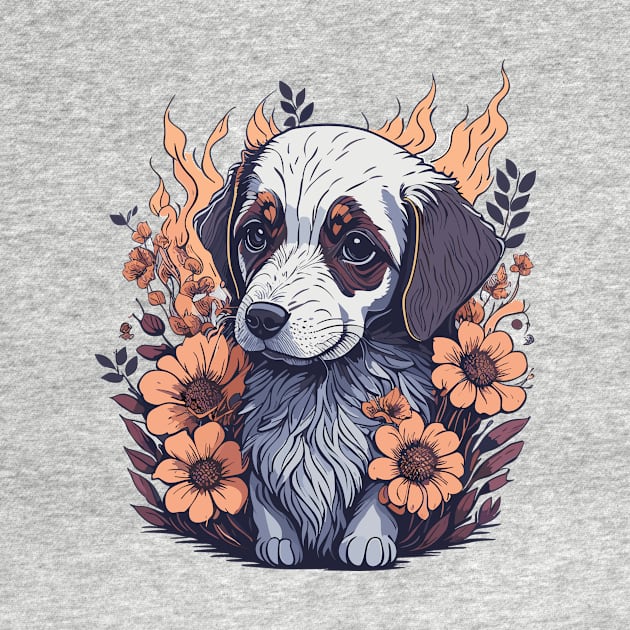 Cute puppy with Flowers by Flowers&Butterflies 